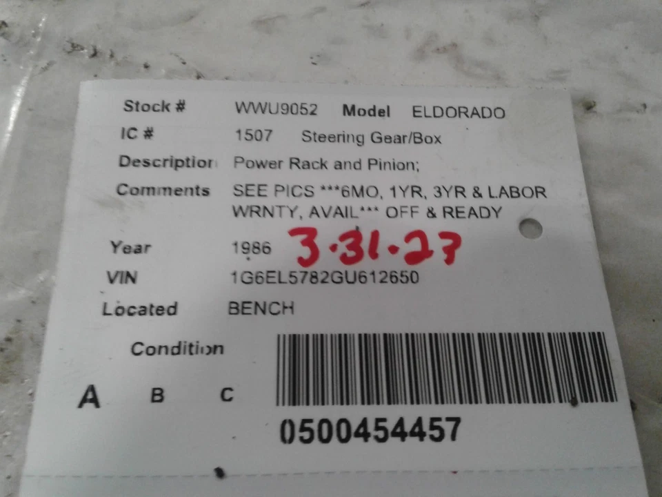 Used Rack and Pinion Assembly fits: 1986 Cadillac Eldorado Power Rack and Pinion - Image 4 of 4