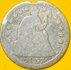 1857 U.S. SEATED LIBERTY SILVER HALF 1/2 DIME 5c COIN (Good), 169 Years Old!