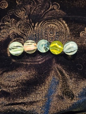 Rare Vitro 6- 8 Vein Cats Eye Vintage Marbles Lot Of 5 Mint to near mint