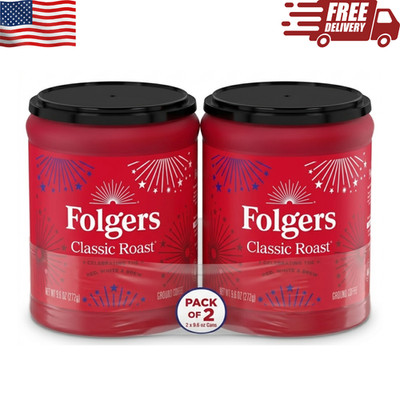 Folgers Classic Roast Ground Coffee 9.6 oz 2 Pack Limited Edition Canister