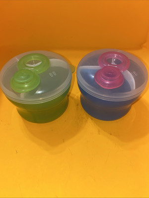 Munchkin Snack Catcher Containers,  Spill Proof, Lids  Blue/Green