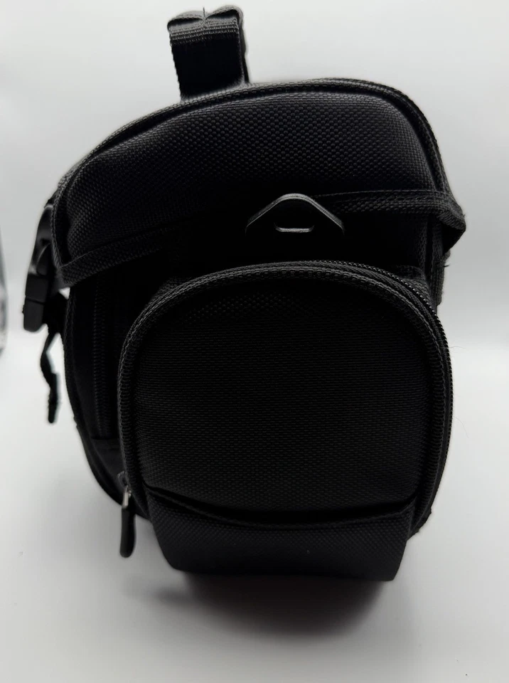 Estuche de transporte para cámara Kodak bolsa de viaje de nailon negra con correa para el hombro desgastada Foto 2 de 4