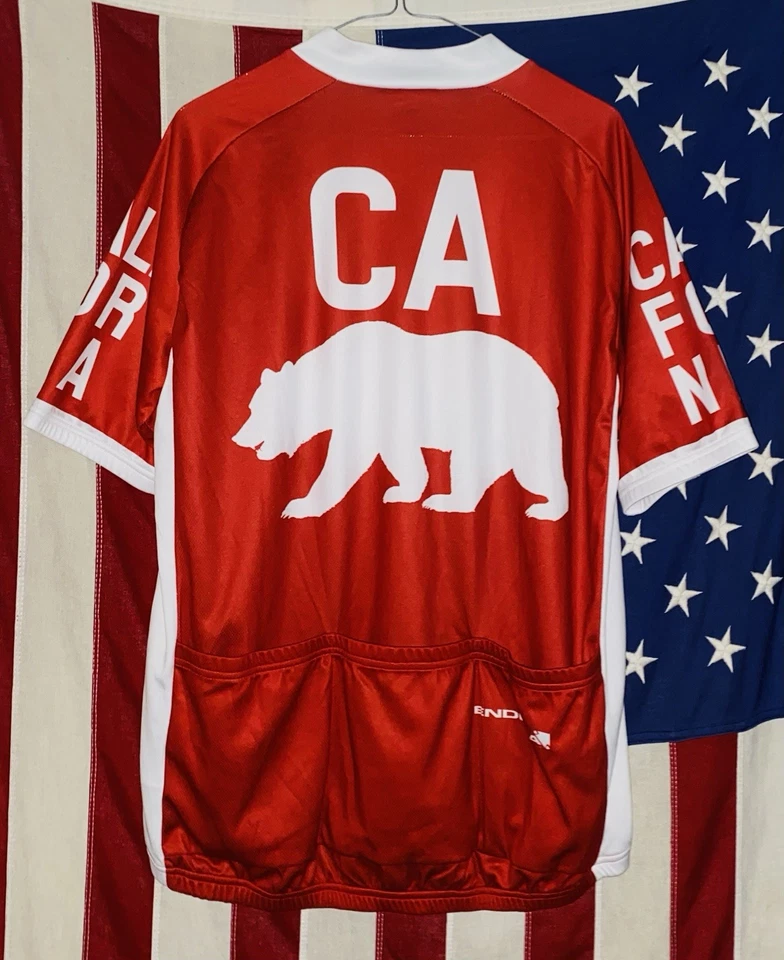 Men's Endura California Print CoolMax Cycling Jersey Size Large Red NWOT NEW - Image 2 of 2