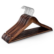 Premium Wooden Hangers 10 Pack, 17.5" Smooth Wood Clothes Hangers