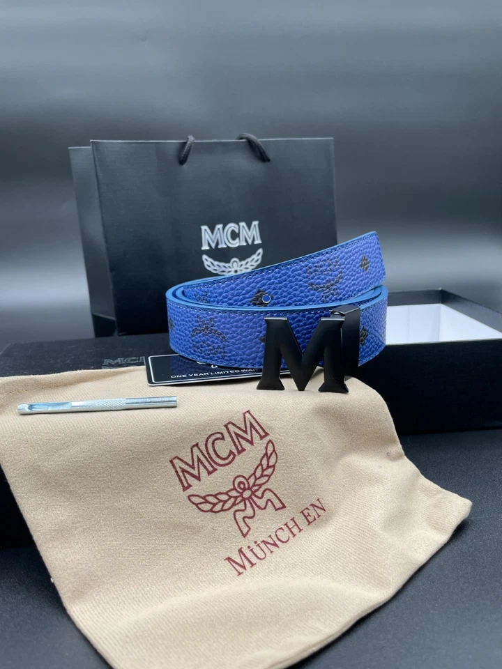 Hebilla Mcm Azul/Negro Con Hebilla Extraíble ¡Envío el Mismo Día! Foto 2 de 4