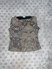 Creative Design Works (CDW) Women’s Sleeveless Top Size XL Black/Brown Floral