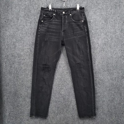 American Eagle Jeans Womens 4 Black High Rise Girlfriend Distressed Button Fly