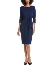 Adrianna Papell Crepe Tie Waist Sheath Dress Women's Blue 14