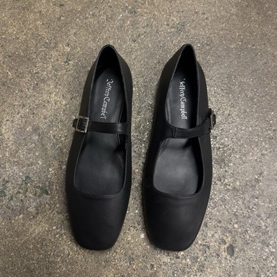 Jeffrey Campbell Black Square Toe Mary Jane Buckle Flats Shoes Women s 10