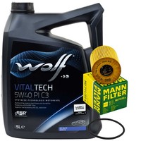 MotoröL Set Wolf oil 5W40 5 Liter + ÖLfilter FüR Citroen C4 Lancia Mini Peugeot