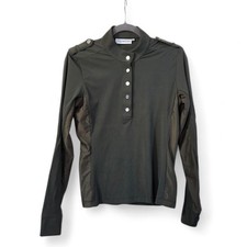 PS of Sweden PSOS Equestrian Olive Green Long Sleeve Henley Shirt Women's Medium