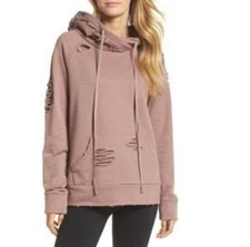 ALO Womens Ripped Hoodie Yoga Distressed Outdoor Small 