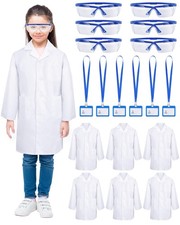 6 Sets 18 Pcs White Kids Lab Coats Bulk Children Girl Doctor Scientist Costum...