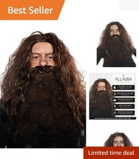 Wizard Wig Beard Set Brown Synthetic Adult Men's Fancy Dress Costume