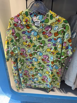 Super Nintendo World XL Yoshi All Over Camp-Button Up Shirt Universal Studios