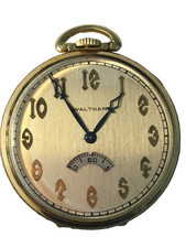 Waltham Keystone 21 Jewel Open Face Pocket Watch 14k Yellow Gold