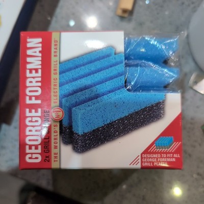 GEORGE FOREMAN Reinigungsschwämme Schaber Grillplatte Reiniger Schwamm x 2