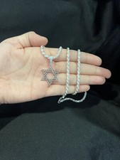 925 Sterling Silver Men Women Jewish Star of David Pendant  Rope Chain 24 26 30
