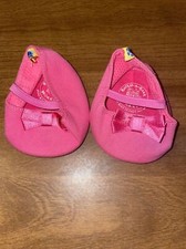 Build A Bear Workshop BABW Canvas Shoes Pink Slip Ons Bow Ballerina Flats
