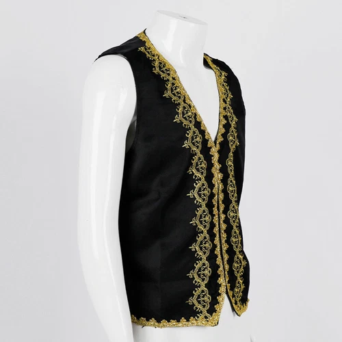 Men Victorian Waistcoat Gilet Dress Jacket Sleeveless Showman Costume Coat - Picture 5 of 10