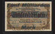 Ludwigshafen am Rhein 5 miliardów marek BASF MM: W12-h Notgeld (649-G