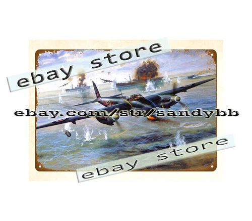 ww2 aircraft military fighting jet airplane Royal Airforce metal tin sign
