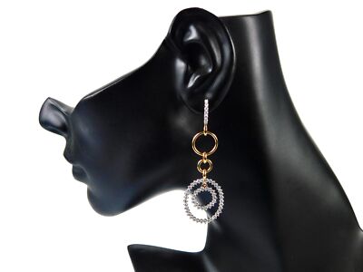 Beautiful Italian Luca Carati 18K White Yellow Gold Diamond Earrings 13 gr