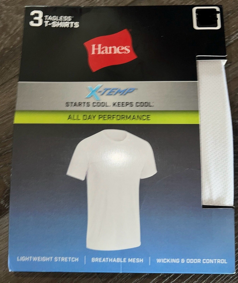 Hanes X-temp Mens 3-Pack T-Shirts Crew Neck White Performance