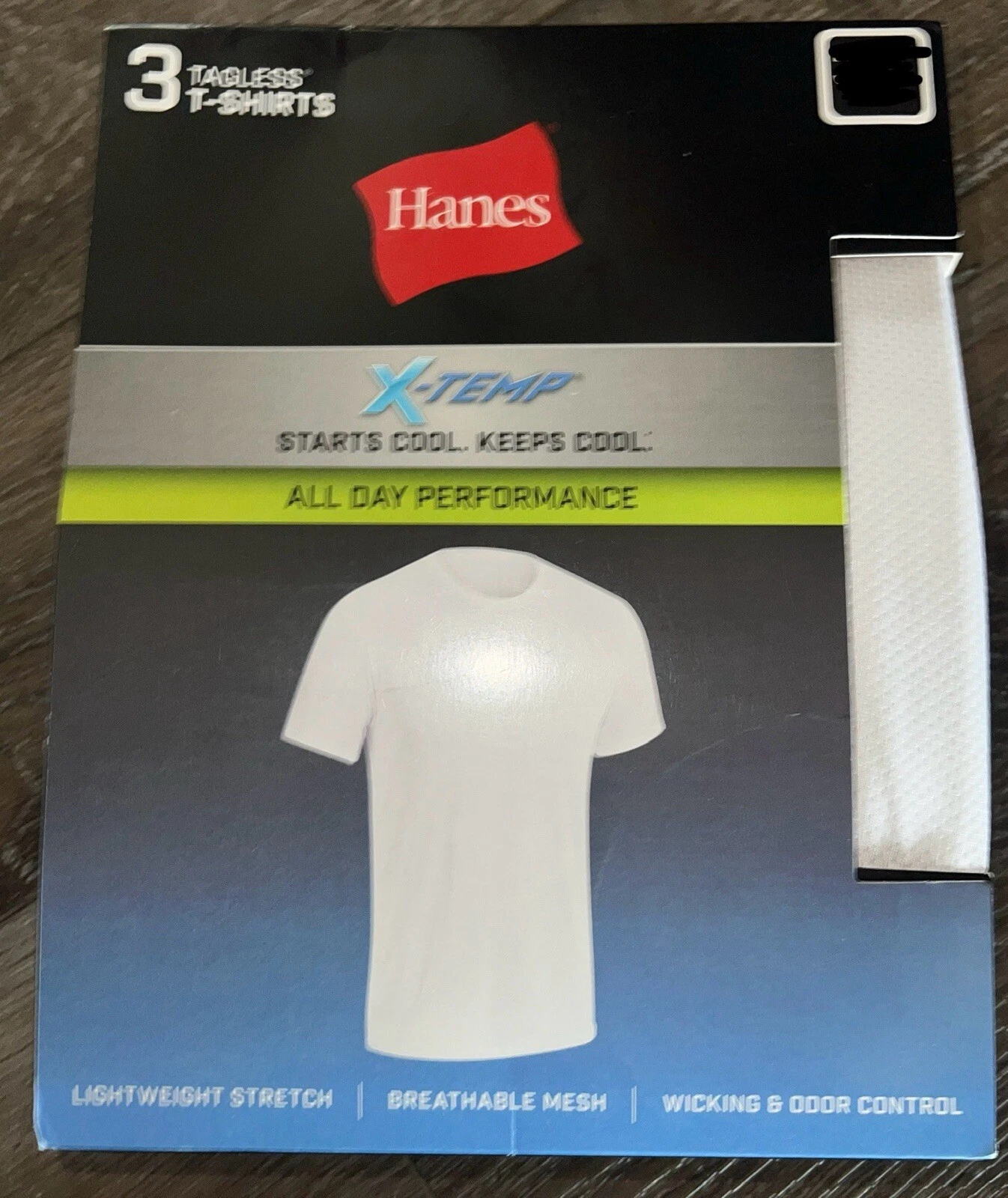 Hanes X-temp ~ Mens 3-Pack T-Shirts Crew Neck White Performance Mesh ~ M
