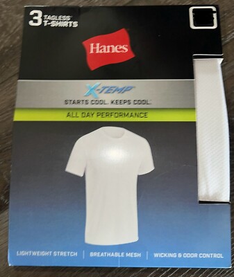 Hanes X-temp Mens 3-Pack T-Shirts Crew Neck White Performance