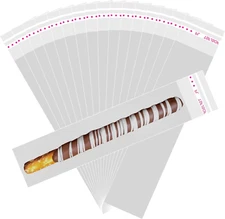 380Pcs Pretzel Rod Bags 2X10 Inch, Clear Self Seal Cellophane Bags, Long Reseala