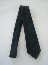 Corbata de hombre GAEL pura lana verde azul a cuadros Escocia 53"