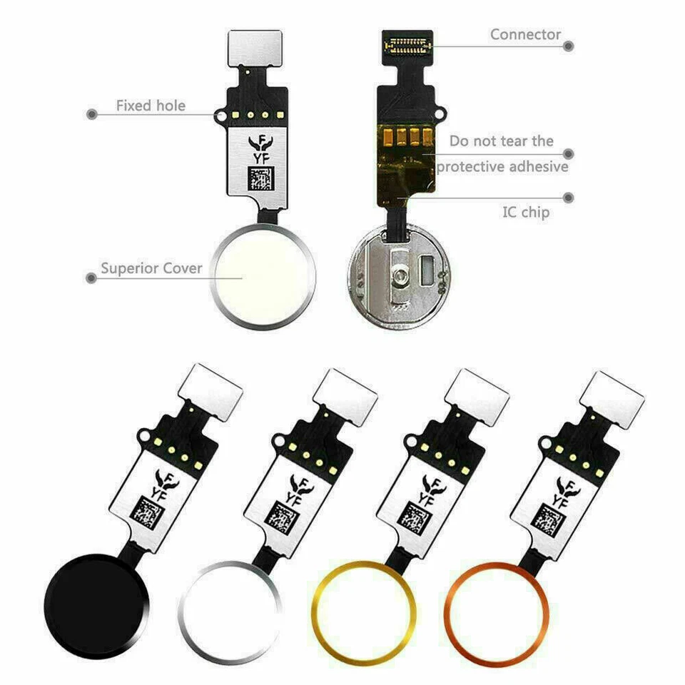 YF Universl Solution Home Button Flex Cable for Apple iPhone 7 7 Plus 8 8+ BLACK - Image 3 of 4