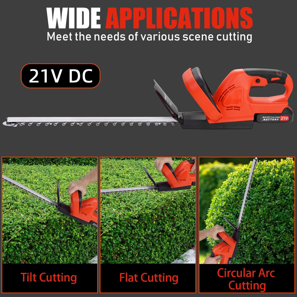 22Inch Cordless Hedge Trimmer Cordless Electric Hedge Trimmer w/2* 24V Battery - Image 3 of 4