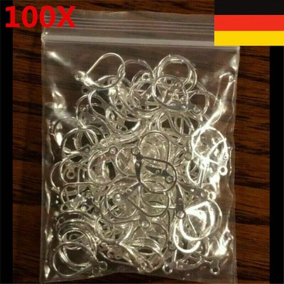 100Stücks Ohrringhaken 925 Silber für Schmuck DIY Herstellung Ohrringe Drähte DE