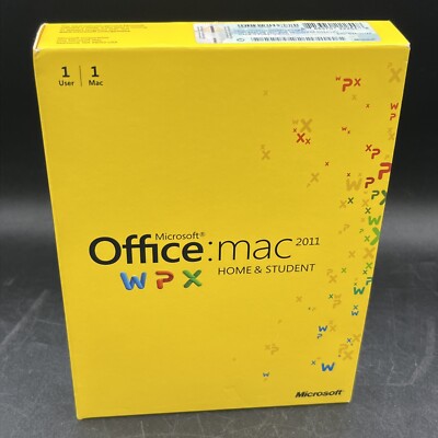 MS Microsoft Office MAC 2011 Home and Student Box W/ product key Used 