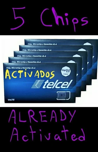 SIMCARD MEXICO TELCEL 5 PIECES ALREADY ACTIVATED..