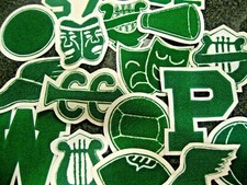 Kelly Green Chenille  w/  White Felt Letterman Jacket Patches Crafts Army Forest