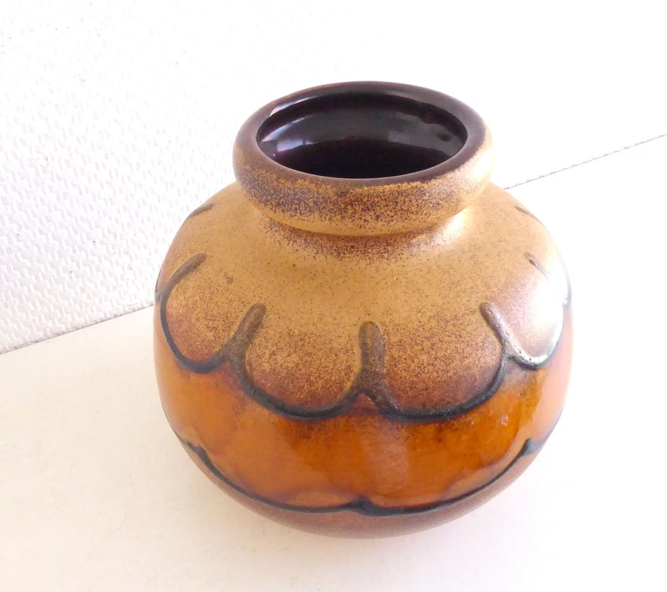 Scheurisch Keramikvase braun , Scheurich Kugel Vase 284-15, - Bild 2 von 3