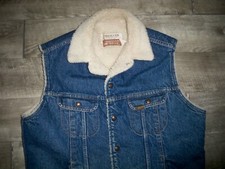 Vintage Sears Roebucks Jean Western Wear Sherpa Vest Jacket Denim Mens Medium