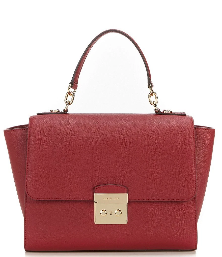 MICHAEL Michael Kors Brandi Top Handle Satchel Maroon Gold eBay