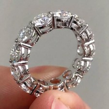 3Ct Round Cut Diamond Lab-Created Engagement Band Ring 14K White Gold Plated