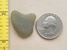 GENUINE BEACH SEA GLASS SURF TUMBLED OLIVE GREEN HEART SHAPE FROSTED PENDANT E01