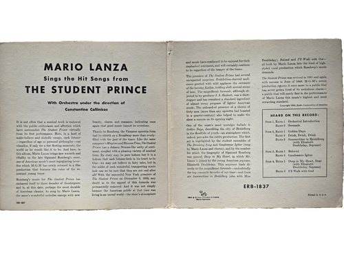 Mario Lanza Sings The Hit Songs From The Student Prince 1958 RCA LM-1837 - Picture 2 of 3