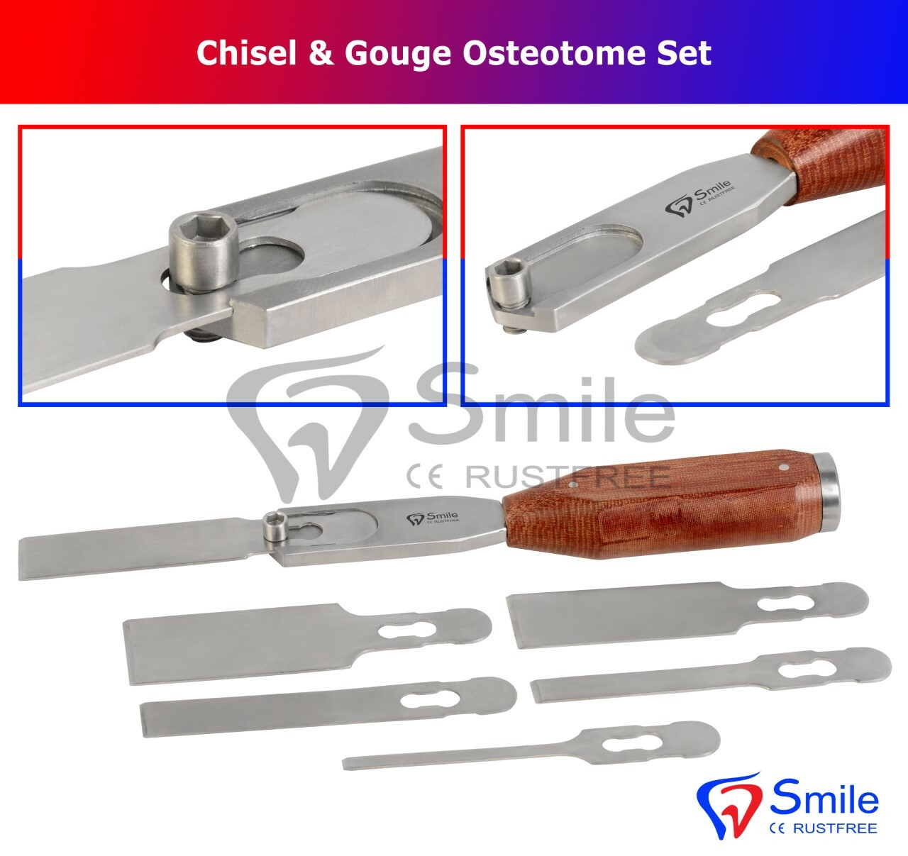 Chisel & Gouge Osteotome Set Chisel Handle Orthopedic Surgical ...