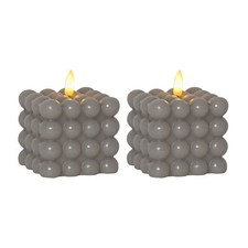 LED Bubblekerze Bubble 2er Set Deko Candle elektrische Kerze Flammenlos Würfel