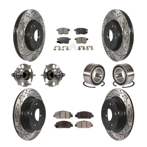 For Honda Accord Front Rear Hub Bearing Coated Disc Brake Rotor & Pad KBB-107600 - Picture 1 of 20