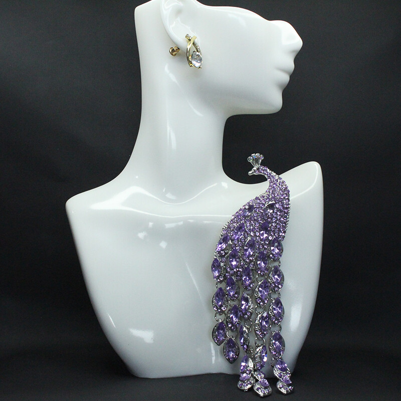 Vintage Long Tailed Purple Crystal Peacock Tassel Brooch Women Accessories Pin eBay