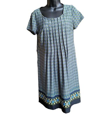 Perceptions Petite Blue Short Sleeve Pleated Front Dress Petite Small PS  994