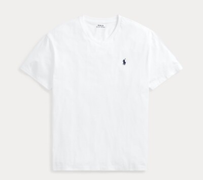 NWT Polo Ralph Lauren Big & Tall Solid WHITE Short Sleeve V-Neck